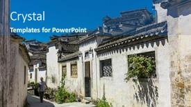  Presentation with china - Presentation design consisting of xidi-village-in-anhui-china background and a ocean colored foreground