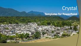  Presentation with china - Audience pleasing theme consisting of xidi-village-in-anhui-china backdrop and a teal colored foreground