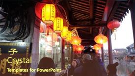  Presentation with ancient village - Presentation theme enhanced with xitang-february-20-chinese-water background and a tawny brown colored foreground