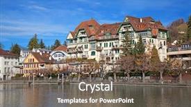  Presentation with building - Beautiful presentation theme featuring xix century building in thun backdrop and a  colored foreground