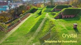  Presentation with city - PPT theme featuring xix century city fortification system background and a tawny brown colored foreground