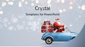  Presentation with christmas new year frame banner - Slides enhanced with xmas - santa claus on car delivering background and a sky blue colored foreground