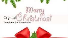  Presentation with holly - Amazing slide set having xmas background with red satin ribbon bow holly berry sprig and pine tree branch isolated backdrop and a sky blue colored foreground