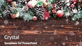  Presentation with merry christmas - PPT theme featuring xmas card - merry christmas frame with snow background and a tawny brown colored foreground