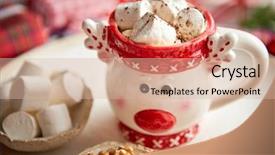  Presentation with christmas chocolate - PPT layouts with xmas decorative cup with almonds background and a lemonade colored foreground