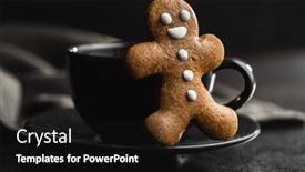  Presentation with gingerbread man - Beautiful slide set featuring xmas-gingerbread-man-and-coffee backdrop and a black colored foreground