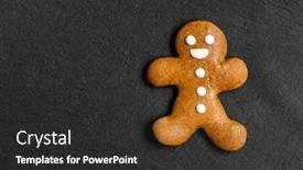  Presentation with gingerbread man - Audience pleasing presentation design consisting of xmas-gingerbread-man-on-black backdrop and a dark gray colored foreground