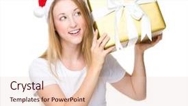  Presentation with rabies is present - Presentation theme enhanced with xmas girl hold with big present box background and a lemonade colored foreground