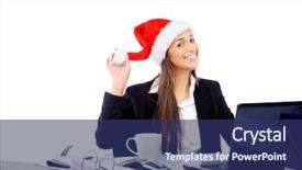  Presentation with year end - Amazing presentation having xmas hat at the office backdrop and a ocean colored foreground