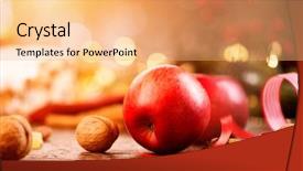  Presentation with vintage food - Presentation theme having xmas holiday table setting decorated background and a  colored foreground