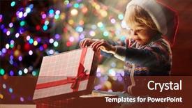  Presentation with red - PPT theme featuring xmas present in red gift background and a tawny brown colored foreground