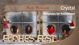  Presentation with christmas candles - Slides featuring xmas wooden greeting card with german text and red candles merry christmas background and a coral colored foreground