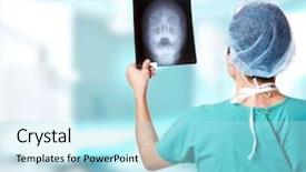  Presentation with xray - Presentation with hand xray - caucasian mid adult male doctor background and a arctic colored foreground