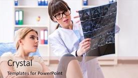  Presentation with doctor - Colorful slide set enhanced with xray knee - doctor explaining x-ray scan backdrop and a lemonade colored foreground