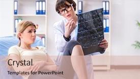  Presentation with ct scan - Amazing PPT theme having xray knee - doctor explaining x-ray scan backdrop and a  colored foreground