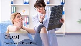  Presentation with ct scan - Slides featuring xray knee - doctor explaining x-ray scan background and a teal colored foreground