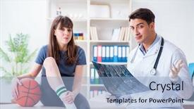  Presentation with basketball female - Amazing slide deck having xray knee - female basketball player visiting doctor backdrop and a light blue colored foreground