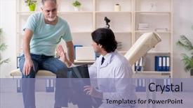  Presentation with old young - PPT theme enhanced with xray knee - old man visiting young male background and a coral colored foreground