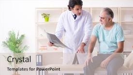  Presentation with uae old man - Slide set with xray knee - old man visiting young male background and a lemonade colored foreground