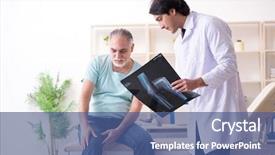  Presentation with xray - PPT theme featuring xray knee - old man visiting young male background and a ocean colored foreground