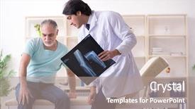  Presentation with old man - Audience pleasing presentation consisting of xray knee - old man visiting young male backdrop and a coral colored foreground