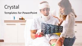  Presentation with husband and wife - Colorful slide deck enhanced with xray neck - loving wife looking after injured backdrop and a  colored foreground