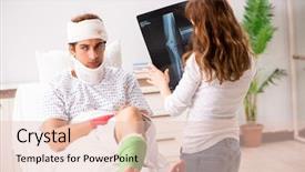  Presentation with husband and wife 3 d - Theme with xray neck - loving wife looking after injured background and a  colored foreground