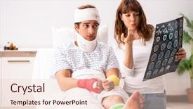  Presentation with husband and wife 3 d - PPT theme enhanced with xray neck - loving wife looking after injured background and a lemonade colored foreground