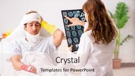  Presentation with doctor examining a newborn baby - Audience pleasing PPT theme consisting of xray neck - young doctor examining injured patient backdrop and a lemonade colored foreground