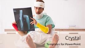  Presentation with therapy dogs hospital - Audience pleasing slides consisting of xray neck - young injured man staying backdrop and a  colored foreground