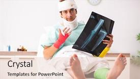  Presentation with quality hospital - Beautiful PPT theme featuring xray neck - young injured man staying backdrop and a  colored foreground