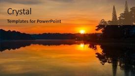  Presentation with sailing into sunrise - Colorful presentation design enhanced with xuan huong lake dalat vietnam backdrop and a gold colored foreground