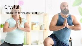  Presentation with broken home upset couple - Slides having xxl - overweight couple doing exercises background and a white colored foreground