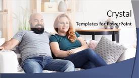  Presentation with broken home upset couple - PPT layouts with xxl - overweight couple watching tv background and a sky blue colored foreground