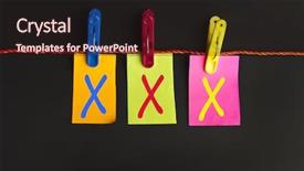  Presentation with xxx - Theme consisting of xxx word on laundry hook background and a wine colored foreground