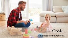  Presentation with daughter - Beautiful slide set featuring xylophone - father and young daughter playing backdrop and a soft green colored foreground