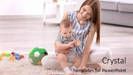  Presentation with xylophone - Beautiful slide set featuring xylophone - young mother and cute baby backdrop and a coral colored foreground