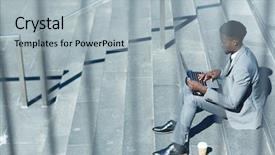  Presentation with networking - Beautiful PPT layouts featuring y generation specialist with laptop backdrop and a light gray colored foreground