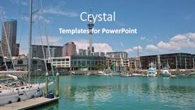  Presentation with yacht - Slides featuring yacht at auckland harbor background and a teal colored foreground