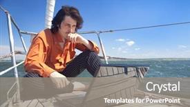  Presentation with cyber stalking computer laptop suffering - Presentation theme enhanced with yacht business - businessman with laptop computer background and a gray colored foreground