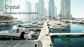  Presentation with emirates - Audience pleasing presentation theme consisting of yacht business - dubai marina at sunset united backdrop and a  colored foreground