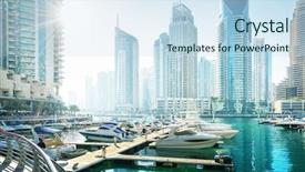  Presentation with marina - Presentation theme with yacht business - dubai marina at sunset united background and a sky blue colored foreground