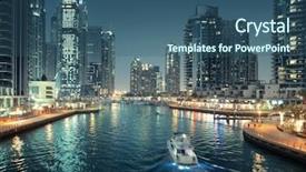  Presentation with emirates - Theme with yacht business - dubai marina united arab emirates background and a ocean colored foreground