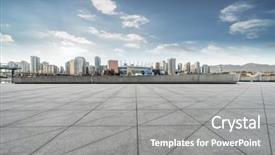  Presentation with concrete pouring during commercial concreting - Presentation theme consisting of yacht business - empty concrete square floor background and a gray colored foreground