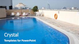  Presentation with dubai animated - Audience pleasing presentation theme consisting of yacht business - rooftop swimming pool in dubai backdrop and a teal colored foreground