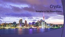  Presentation with skyline - Slides consisting of yacht business - skyline photo of the biggest background and a violet colored foreground