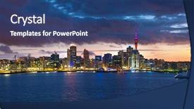  Presentation with skyline - Beautiful PPT layouts featuring yacht business - skyline photo of the biggest backdrop and a ocean colored foreground