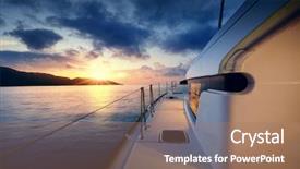  Presentation with yacht - Audience pleasing PPT theme consisting of yacht - catamaran in the tropical backdrop and a coral colored foreground