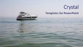  Presentation with anchor - Audience pleasing presentation theme consisting of yacht costs on an anchor in the sea backdrop and a sky blue colored foreground