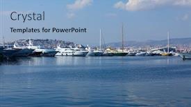  Presentation with active life - PPT theme featuring yacht-harbor-luxury-summer-cruise background and a light blue colored foreground
